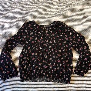 Vintage Y2K Mudd Brand Black Floral Blouse